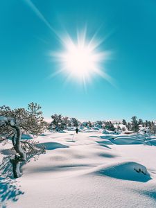 Preview wallpaper snow, sun, landscape, winter