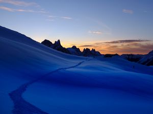 Preview wallpaper snow, trail, mountains, sky