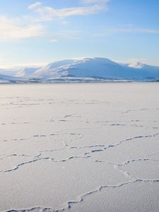 Preview wallpaper snow, valley, relief, mountains, winter, white