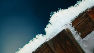 Preview wallpaper snow, white, wooden, floor, snowflakes