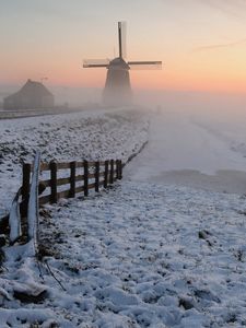 Preview wallpaper snow, windmill, winter