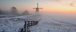 Preview wallpaper snow, windmill, winter