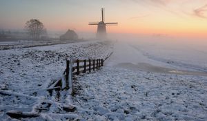 Preview wallpaper snow, windmill, winter