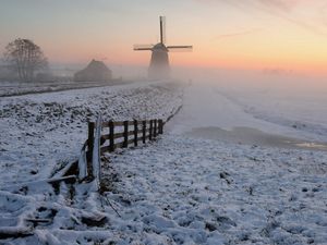 Preview wallpaper snow, windmill, winter