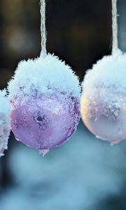 Preview wallpaper snow, winter, balls, christmas, number