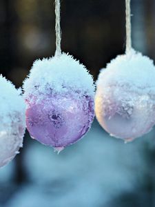 Preview wallpaper snow, winter, balls, christmas, number