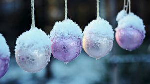Preview wallpaper snow, winter, balls, christmas, number