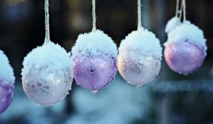 Preview wallpaper snow, winter, balls, christmas, number