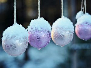 Preview wallpaper snow, winter, balls, christmas, number