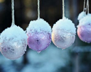 Preview wallpaper snow, winter, balls, christmas, number