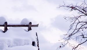 Preview wallpaper snow, winter, branches, tree