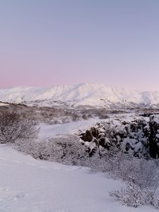 Preview wallpaper snow, winter, mountain, nature, landscape