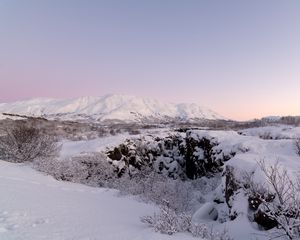 Preview wallpaper snow, winter, mountain, nature, landscape