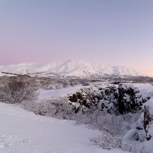 Preview wallpaper snow, winter, mountain, nature, landscape
