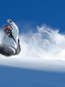 Preview wallpaper snowboard, descent, extreme, snow, balance