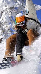 Preview wallpaper snowboard, snowboarder, snow, board, sport