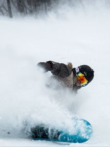 Preview wallpaper snowboarder, snow, helmet, glasses