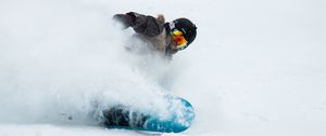 Preview wallpaper snowboarder, snow, helmet, glasses
