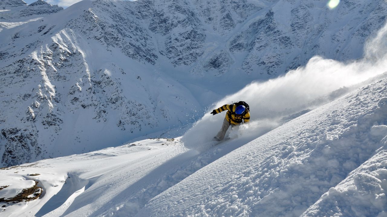 Wallpaper snowboarder, snow, mountains