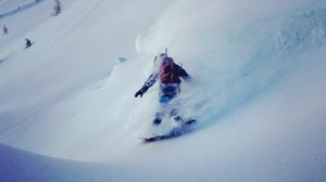 Preview wallpaper snowboarder, snowboard, slope, snow