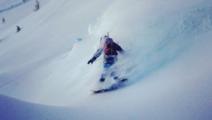 Preview wallpaper snowboarder, snowboard, slope, snow