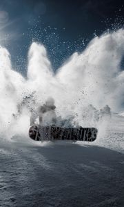 Preview wallpaper snowboarder, snowboard, snow, mountain