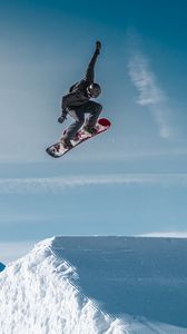 Preview wallpaper snowboarder, snowboard, stunt, jump, extreme