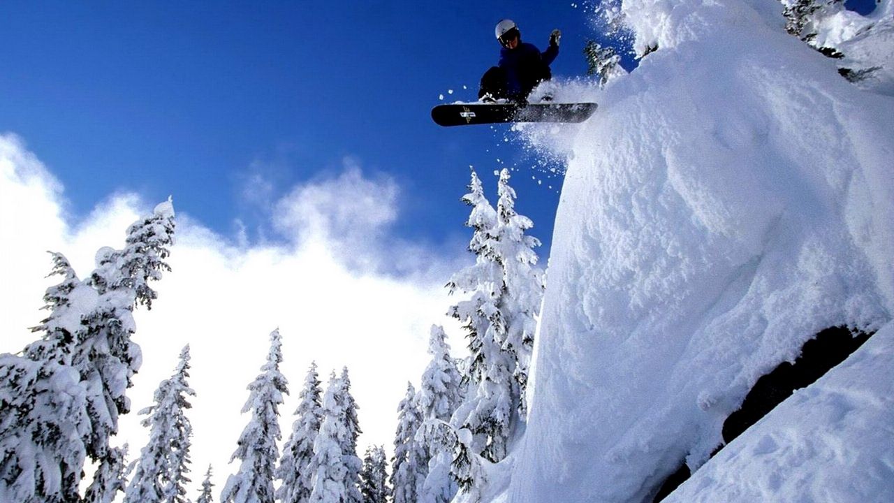 Wallpaper snowboarding, sport, snow, jump