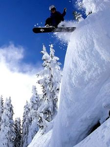 Preview wallpaper snowboarding, sport, snow, jump