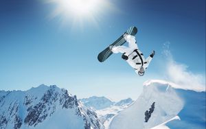 Preview wallpaper snowboarding, trick, jump, mountain, extreme