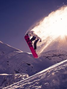 Preview wallpaper snowboarding, trick, jump, snow