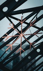 Preview wallpaper snowflake, garland, decoration, decorative, glow