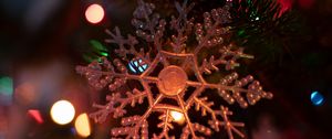 Preview wallpaper snowflake, garland, new year, christmas, christmas tree toy