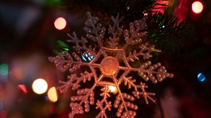 Preview wallpaper snowflake, garland, new year, christmas, christmas tree toy