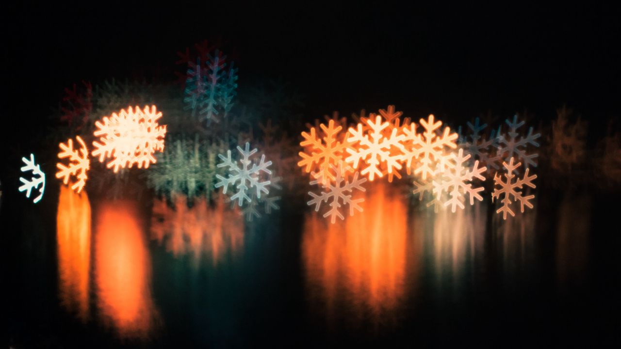 Wallpaper snowflake, macro, glare, blurred