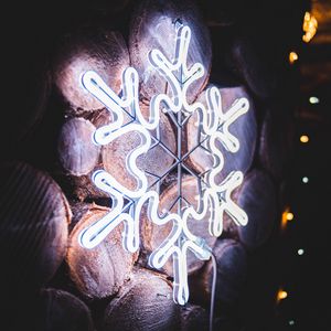 Preview wallpaper snowflake, neon, glow, light, decoration