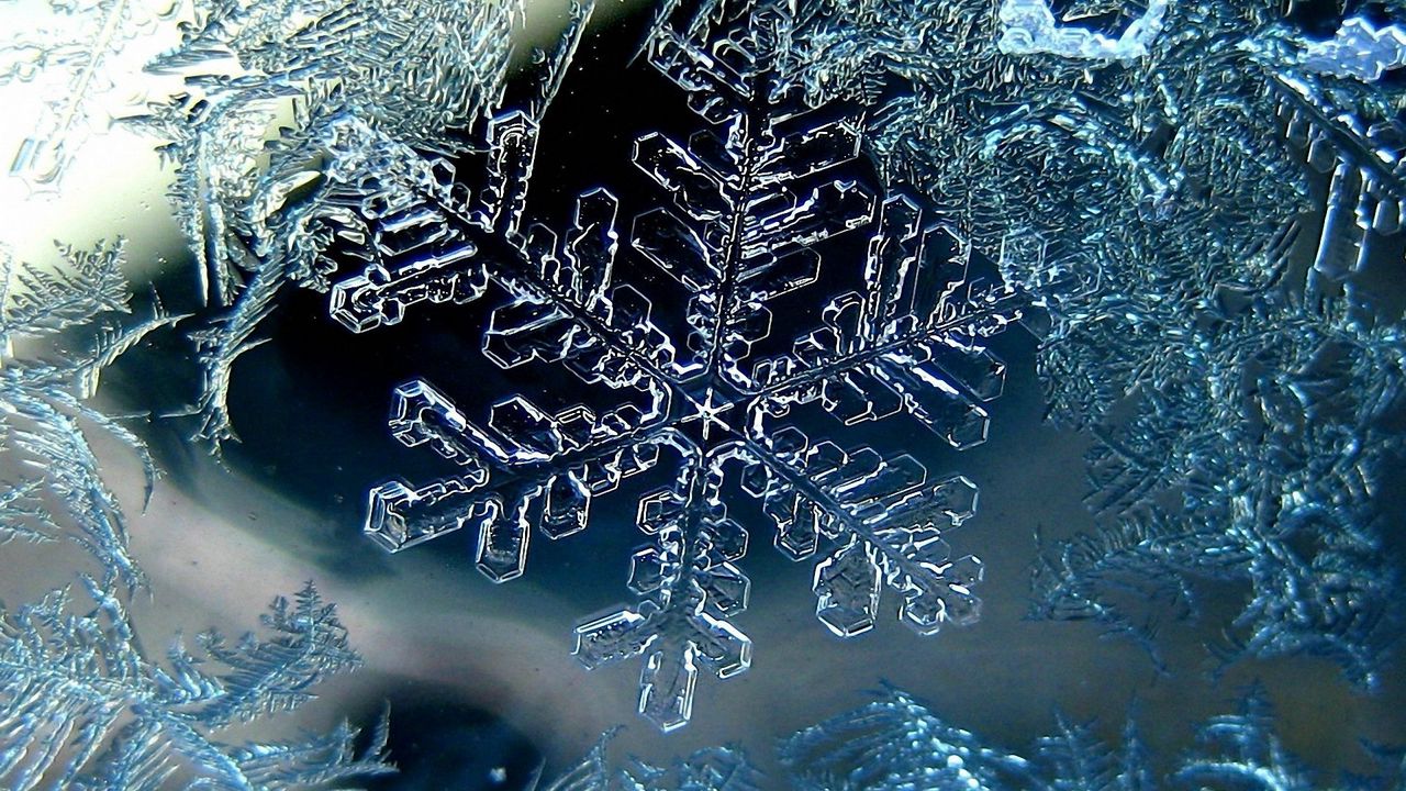 Wallpaper snowflake, winter, macro, ice