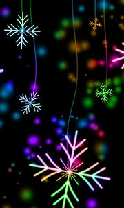 Preview wallpaper snowflakes, colorful, glare