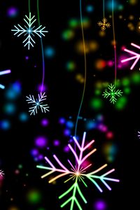 Preview wallpaper snowflakes, colorful, glare