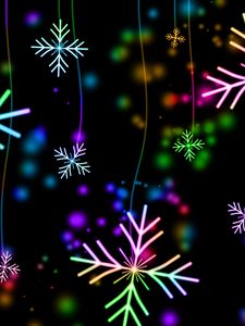 Preview wallpaper snowflakes, colorful, glare