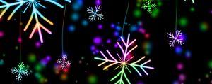 Preview wallpaper snowflakes, colorful, glare