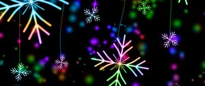 Preview wallpaper snowflakes, colorful, glare