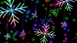 Preview wallpaper snowflakes, colorful, glare