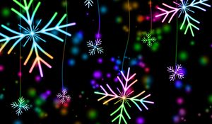 Preview wallpaper snowflakes, colorful, glare