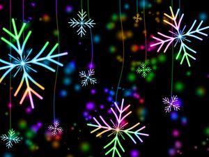 Preview wallpaper snowflakes, colorful, glare