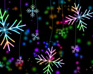 Preview wallpaper snowflakes, colorful, glare