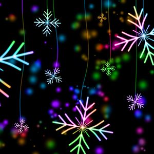 Preview wallpaper snowflakes, colorful, glare