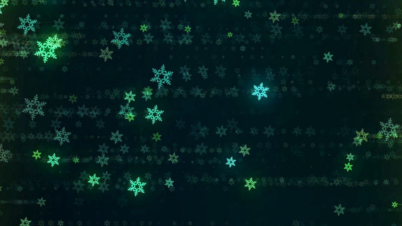 Wallpaper snowflakes, glitter, abstraction, green