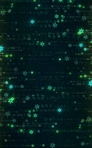 Preview wallpaper snowflakes, glitter, abstraction, green