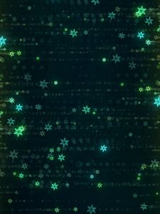 Preview wallpaper snowflakes, glitter, abstraction, green